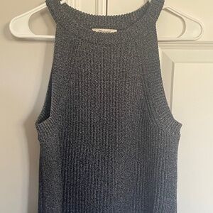 Madewell Black and Grey Marled Ribbed Sleeveless Sweater Vest in size Small